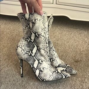 Snakeskin Patterned Ankle Boots